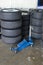 Hydraulic jacks tires stack