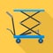 Hydraulic lift cart icon, flat style