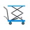 Hydraulic lift cart icon, flat style