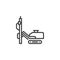 Hydraulic piling machine line icon