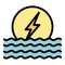 Hydro eco power icon color outline vector