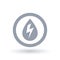 Hydro electricity icon. Water drop with energy bolt symbol.