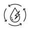Hydroelectric Eco Green Energy Sign. Renewable Hydropower Concept Waterdrop with Lightning and Arrows Line Icon. Water