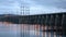 Hydroelectric power station in the evening. Timelapse