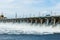 Hydroelectric power station. Water dumping. Volgograd, Volga river, Russia