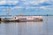 Hydrofoil boats moored at the open coast of Gulf of Finland, in Peterhof, Russia