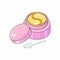 Hydrogel golden cosmetic eye patch in a pink jar. Cosmetic product for skin. Patches under the eyes. ollagen mask. Korean