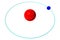 Hydrogen atom isolated on white, red proton and blue electron