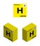 Hydrogen, a chemical element in the periodic table. Flat icon and isometric image. Isolated vector on white background