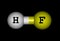 Hydrogen fluoride molecular structure on black background