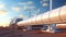 Hydrogen Gas tank renewable energy production - hydrogen gas pipeline for clean electricity windturbine facility. Created with