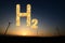 hydrogen h2 letters and wind turbines