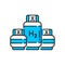 Hydrogen, H2 storage cylinder, color line icon