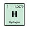 Hydrogen periodic table element color icon on white background