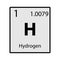 Hydrogen periodic table element gray icon on white background