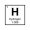 Hydrogen periodic table element. Hydrogen symbol chemical sign