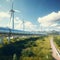 A hydrogen pipeline with wind turbines 1