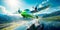 hydrogen-powered aircraft taking off, highlighting the possibilities of green aviation.