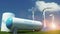 Hydrogen renewable energy production - hydrogen gas for clean electricity solar and windturbine facility