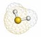 Hydrogen sulfide (H2S) molecule. Toxic gas with characteristic odor of rotten eggs. Atoms are represented as spheres with