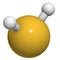 Hydrogen sulfide (H2S) molecule. Toxic gas with characteristic odor of rotten eggs. Atoms are represented as spheres with