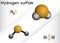 Hydrogen sulfide, hydrosulfuric acid, H2S molecule. It is highly toxic and flammable gas with foul odor of rotten eggs.