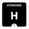 Hydrogen symbol. Sign Hydrogen with atomic number and atomic weight. H Chemical element of the periodic table on a glossy white