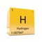 Hydrogen symbol yellow cube