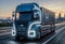 Hydrogen truck with light on the road. Transportation and logistics concept., generative ai