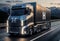Hydrogen truck on the road. 3D rendering, generative ai