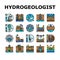 hydrogeologist industrial icons set 