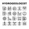 hydrogeologist industrial icons set vector