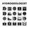 hydrogeologist industrial icons set vector