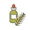 Hydrolyzed wheat protein RGB color icon. Organic moisture in bottle with drip. Herbal extract in container with droplet