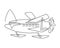Hydroplane on floats, a device for mobile movement in space by air and water. Continuous line drawing. Vector illustration