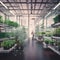 Hydroponics in flower shops, exhibition halls. Modern technologies of plant storage. Vertical farming high tech