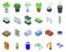 Hydroponics icons set isometric vector. Agriculture plant