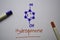Hydroquinone molecule write on the white board. Structural chemical formula. Education concept