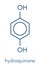 Hydroquinone reducing agent molecule. Used in development of photographic film. Skeletal formula.