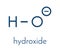 Hydroxide anion, chemical structure. Skeletal formula.