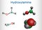 Hydroxylamine, NH2OH molecule. It is inorganic compound, used in organic synthesis and as a reducing agent, due to its ability to