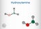 Hydroxylamine, NH2OH molecule. It is inorganic compound, used in organic synthesis and as a reducing agent, due to its ability to