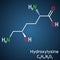 Hydroxylysine, Hyl molecule. It is amino acid, human metabolite. Structural chemical formula on the dark blue background