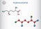 Hydroxylysine, Hyl molecule. It is amino acid, human metabolite. Structural chemical formula and molecule model. Sheet of paper in