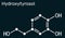 Hydroxytyrosol molecule. It is catechol. Skeletal chemical formula on the dark blue background