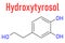 Hydroxytyrosol olive oil antioxidant molecule. Skeletal formula.