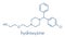 Hydroxyzine antihistamine drug. Used include treatment of itching, anxiety and motion sickness. Skeletal formula.