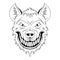 Hyena. Vector illustration of angry animal. Sketch african spotted wild animal