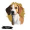 Hygenhund, Hygen Hound dog digital art illustration isolated on white background. Norwegian origin medium-sized scenthound dog.