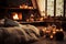 Hygge ambiance a room with cozy warmth, candles, and relaxation